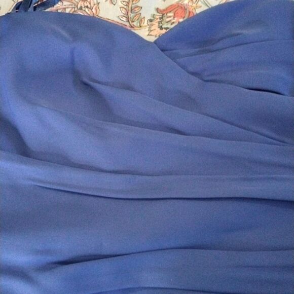 BCBG Maxazria Blue Tucked Strapless Dress - Picture 14 of 14